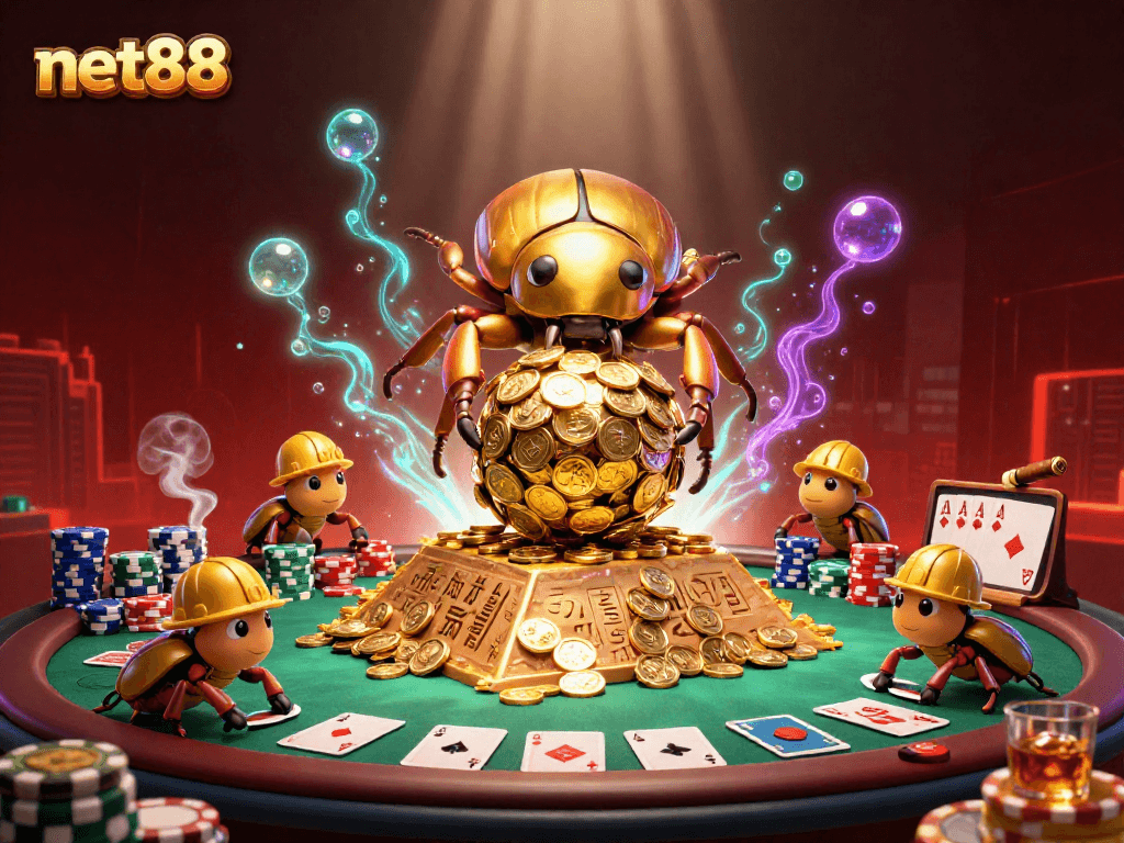 Engage in thrilling net88 gaming experiences with vibrant casino elements and dynamic characters.