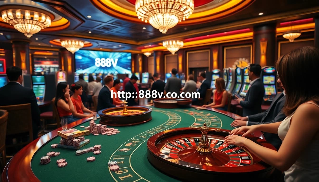 Experience the thrill of casino excitement at https://888vv.co.com/ with vibrant gaming tables and engaging players.