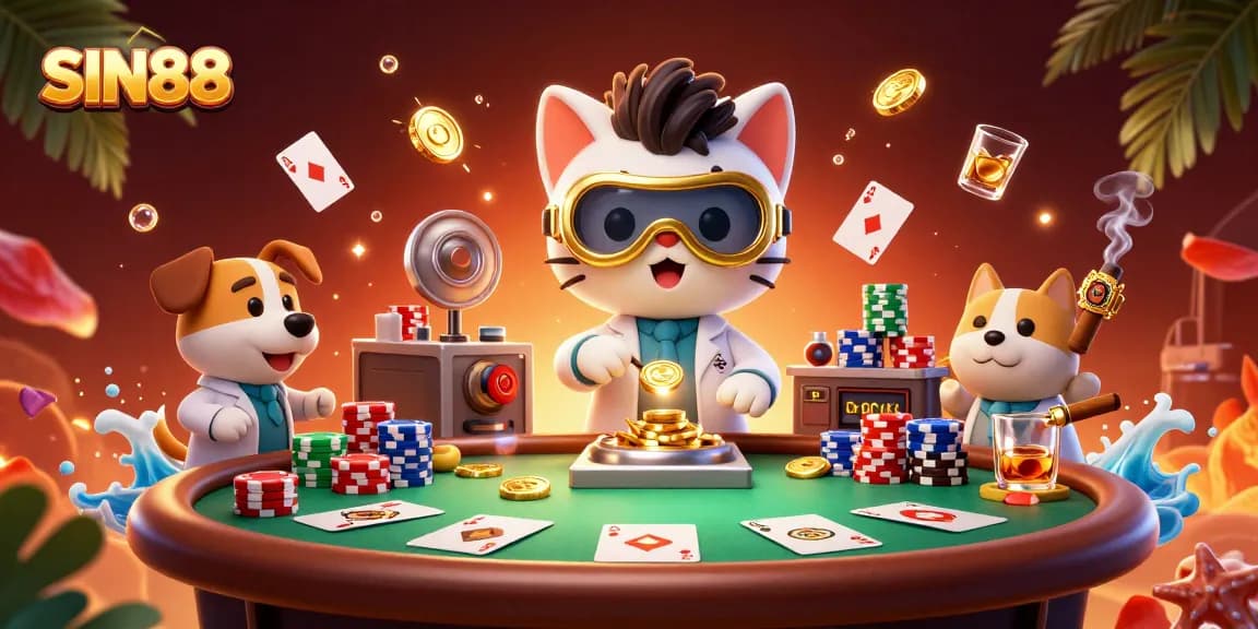 SIN88 invites players to experience vibrant online gaming with a dynamic casino atmosphere featuring poker elements.