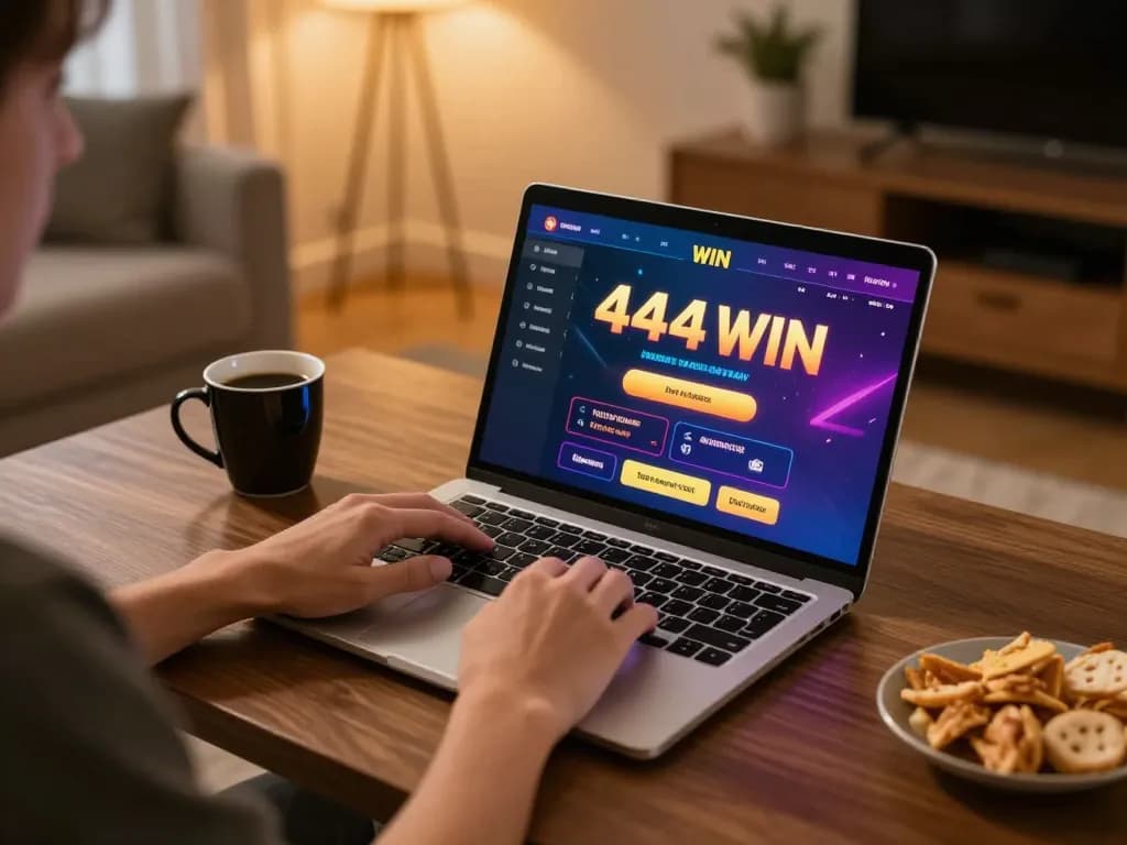 Engaged player enjoying the 4444WIN plataforma for online gaming at home, showcasing strategic gameplay.