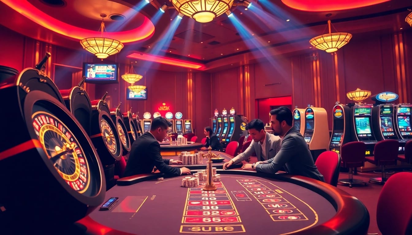 Exciting scene depicting gambling activities at a casino, showcasing 5gbetbr.com.br engagement.