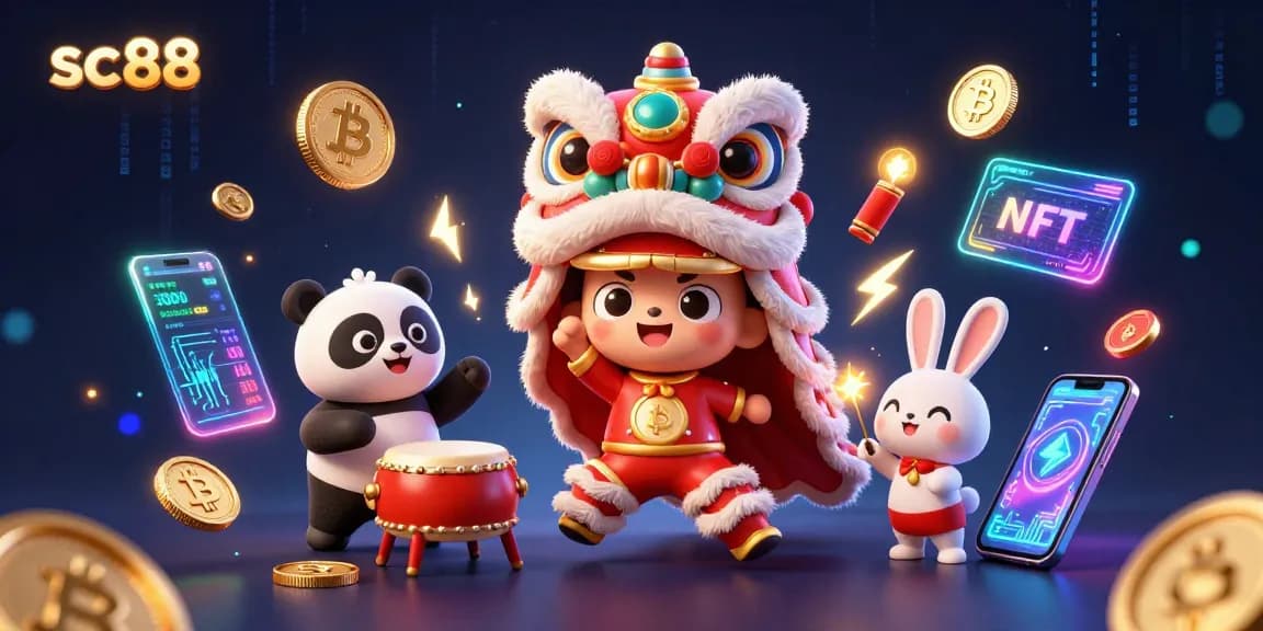 Win exciting prizes with sc88's thrilling casino games showcasing vibrant characters and crypto elements.
