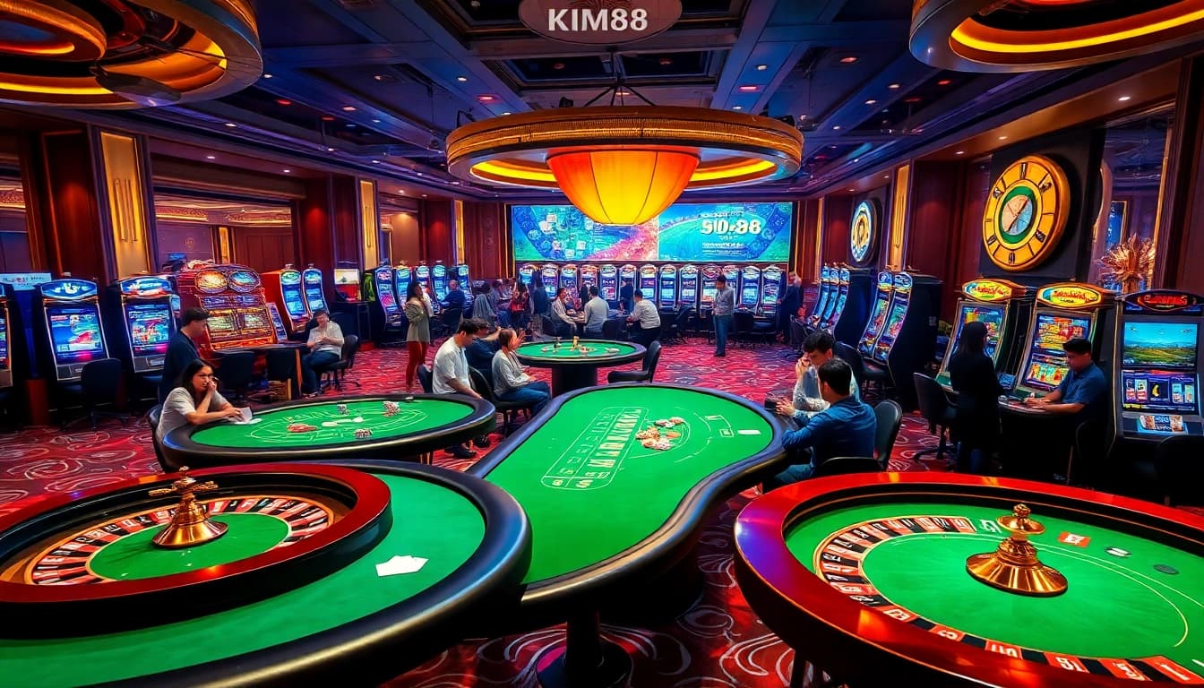 Experience thrilling gameplay at KIM88 with live casino action and vibrant slot machines.