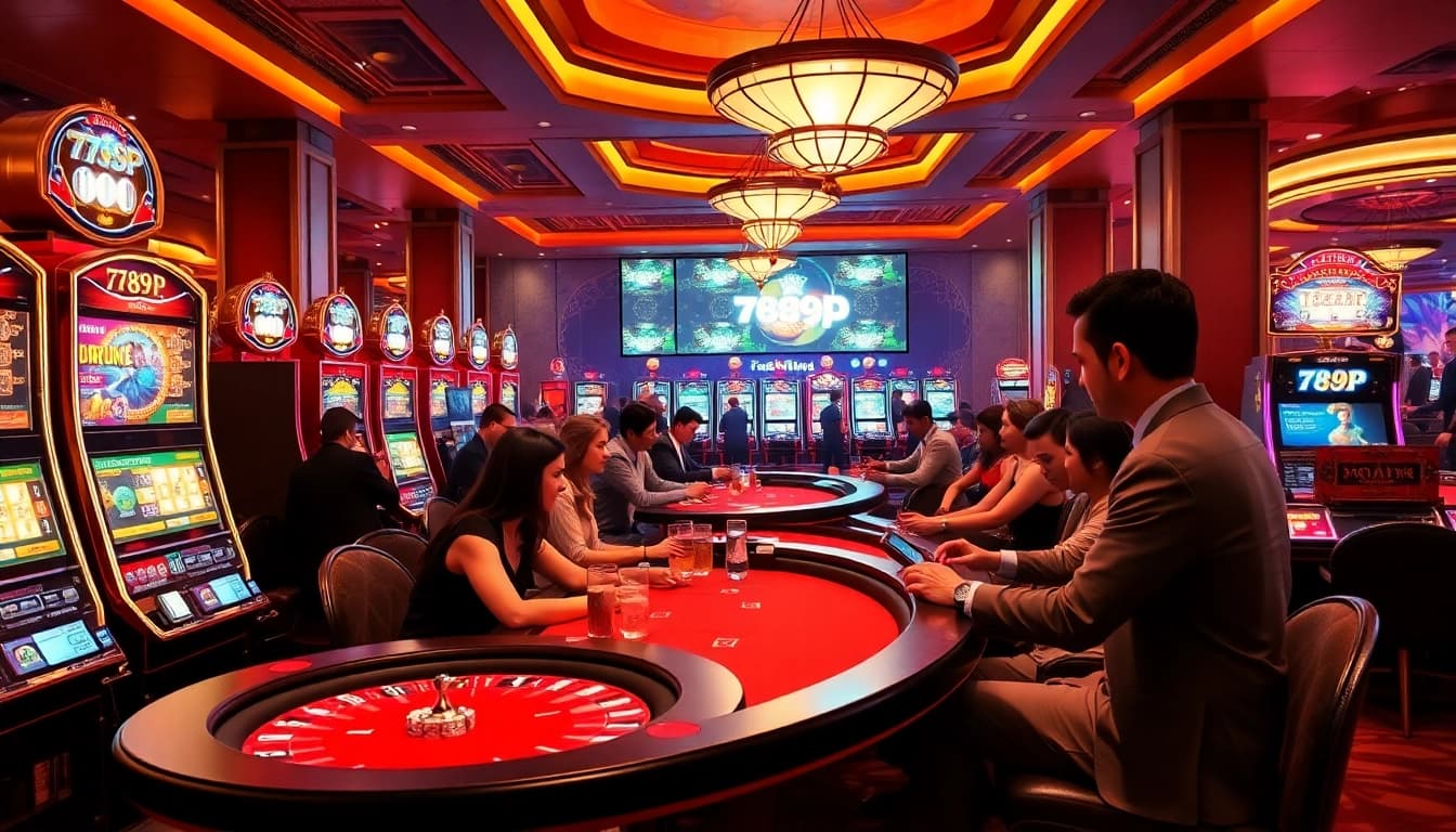 Players enjoy an exciting gaming experience at 789P casino, featuring vibrant slot machines and immersive tables.