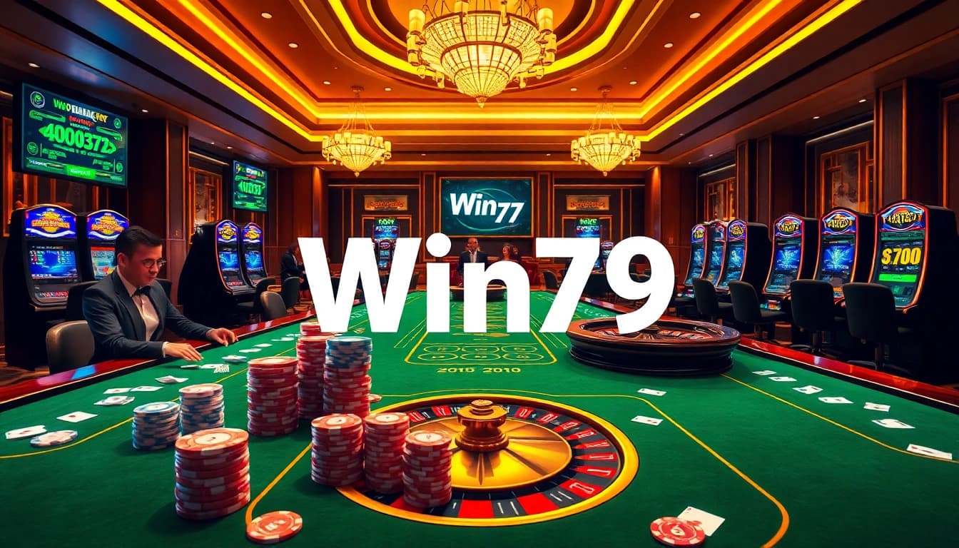 Win79 casino game table with colorful chips and engaging online betting activities.
