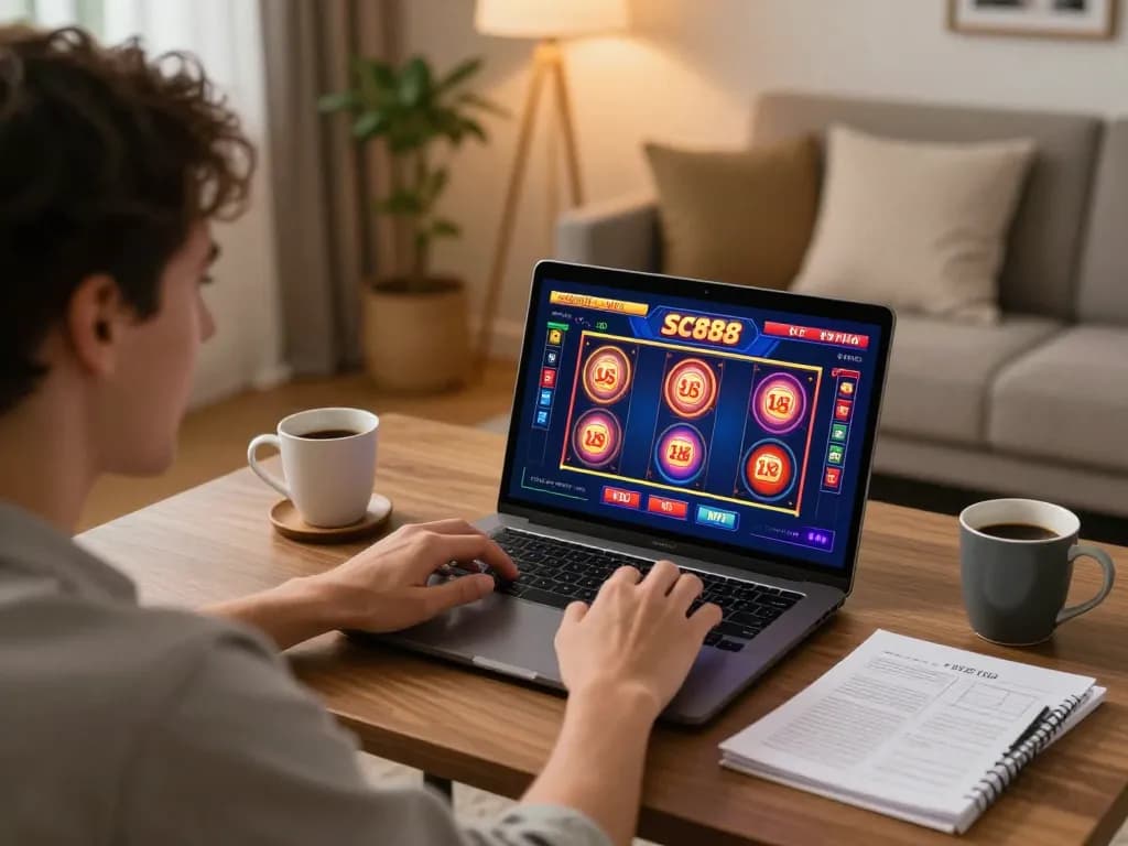 Engaging gameplay on sc888 casino app with player placing bets at home setting