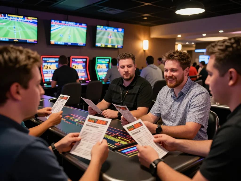 Excited bettors placing bets and enjoying games at RR 88 sportsbook.