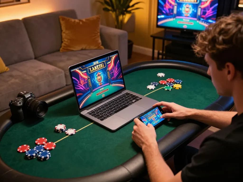 Engaged user experiencing LLWIN TECH on a modern online gaming setup showcasing strategy and excitement.