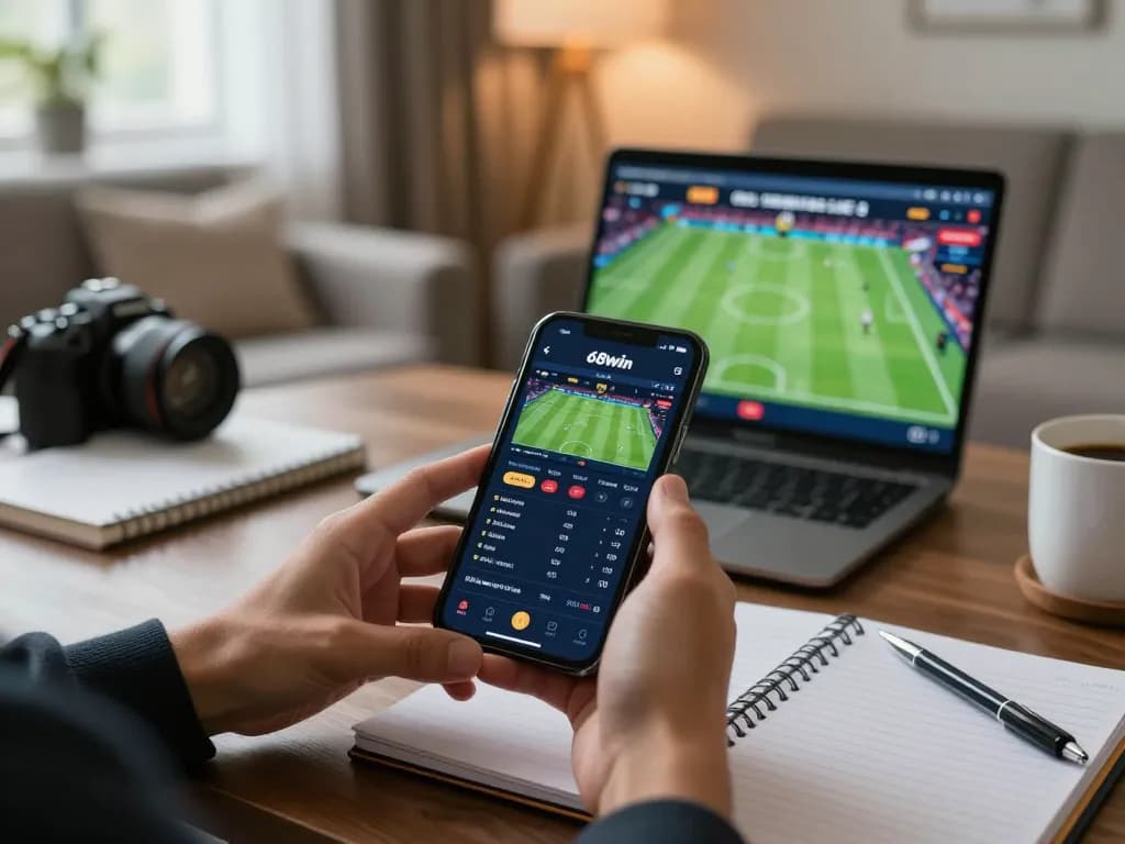 Engaging users with the 68win bet app on their smartphone during an exciting betting session.