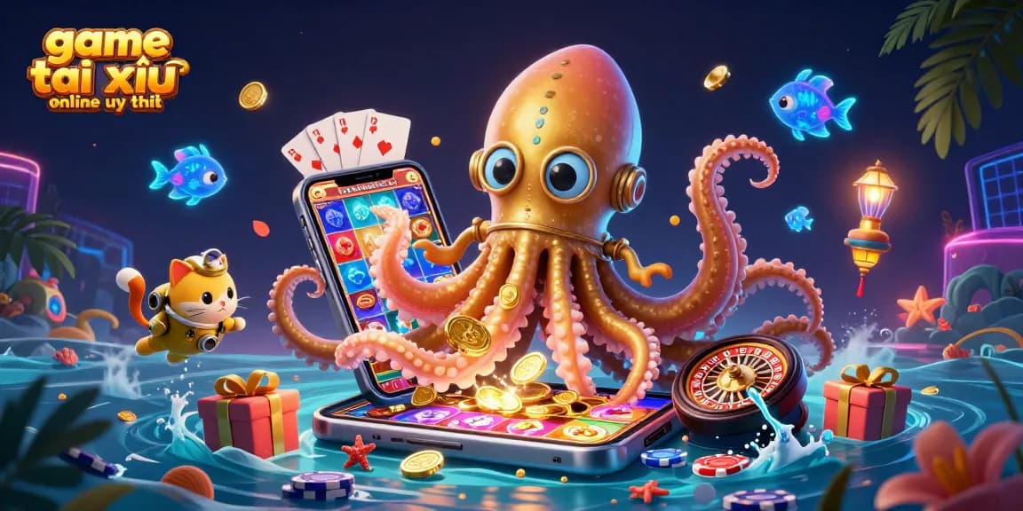 Engage with game tài xỉu online uy tín, showcasing vibrant casino elements in a dynamic underwater scene.