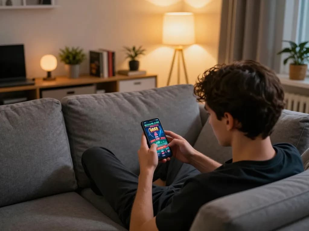 Engaging overview of god55 app gameplay in a cozy home setting.
