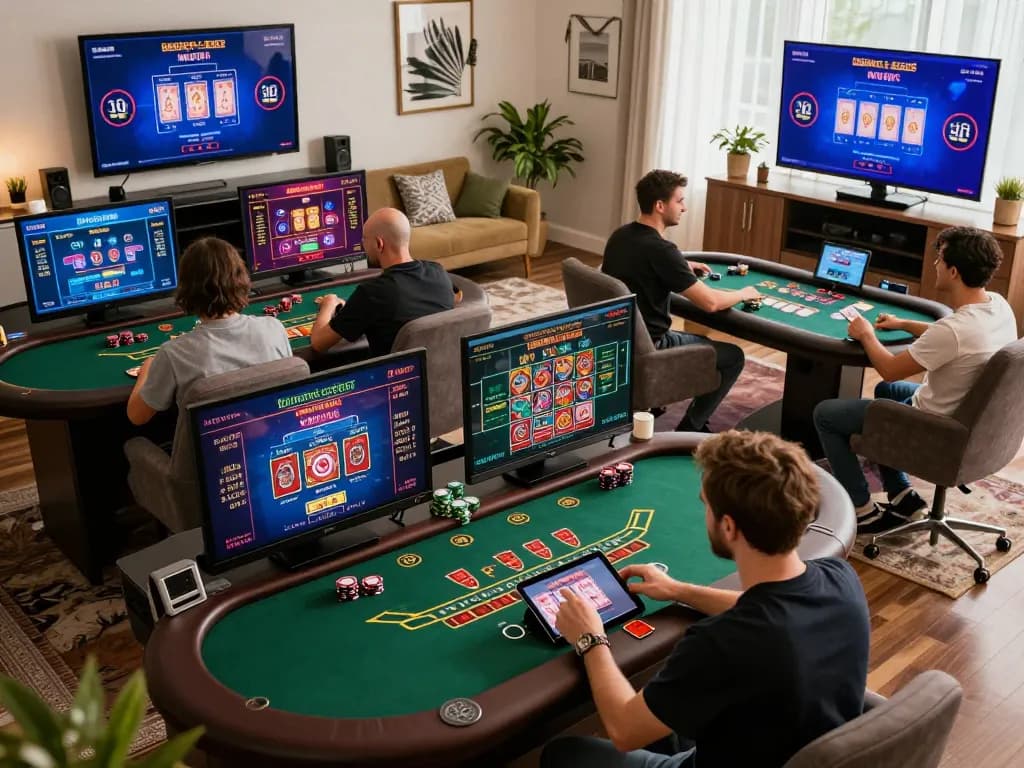 Engaging live dealer games at ta88 online casino, showcasing interactive gameplay in a modern home setting