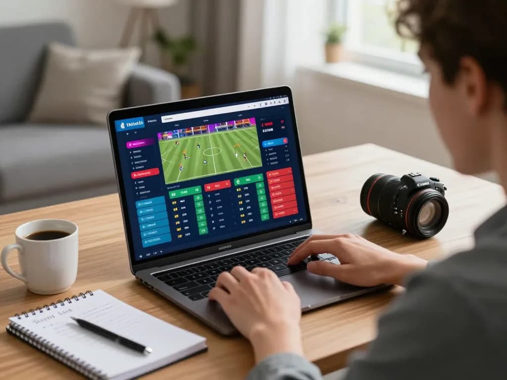 Person placing bets on F8bet online platform with live sports odds displayed.