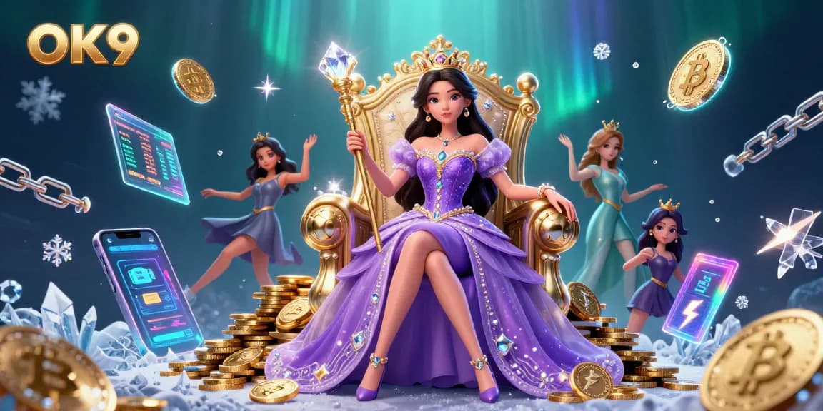 Experience thrilling gameplay at OK9 with stunning casino visuals and vibrant cryptocurrency elements.