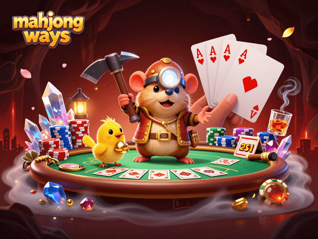 Experience thrilling mahjong ways gameplay with a cartoon mole, showcasing vibrant casino elements.