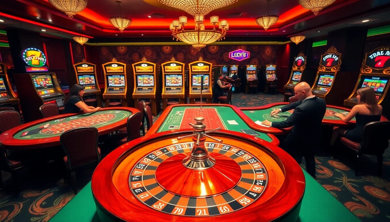 Luckywin players enjoying a thrilling roulette game in a luxurious casino.