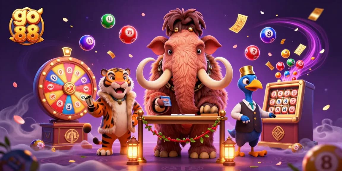 Win big with exciting go 88 casino action featuring colorful lottery balls and dynamic characters.