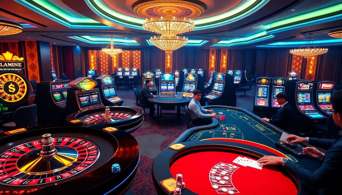 Engage in thrilling betting at https://c168.sh/ with vibrant casino tables and excited players.