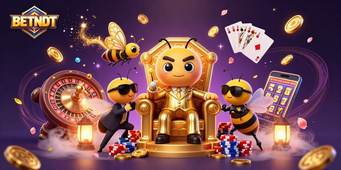 Experience BETBDT's lavish casino world with a 3D mob boss character, swirling gems, and golden coins