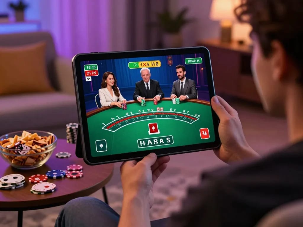 link vào U888 gameplay on tablet in cozy setting with snacks and strategic focus
