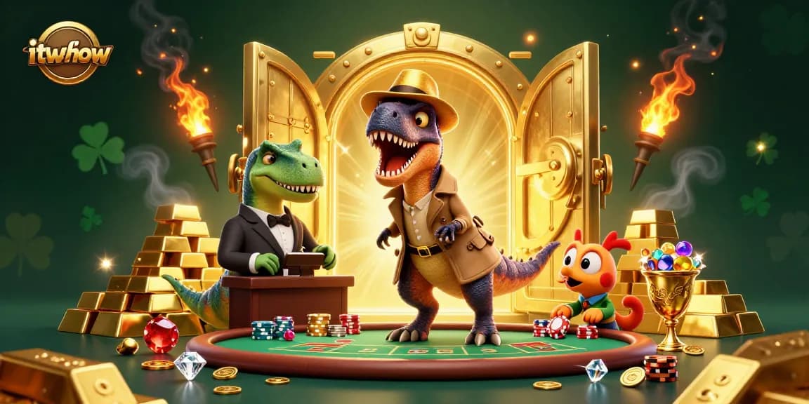 Catch the excitement at itwshow with a velociraptor card counter and thrilling casino elements.