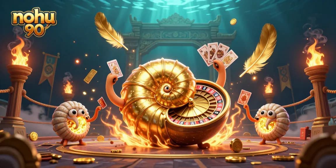 Experience nohu 90's thrilling adventure with a giant cartoon nautilus roulette master and glowing treasures.