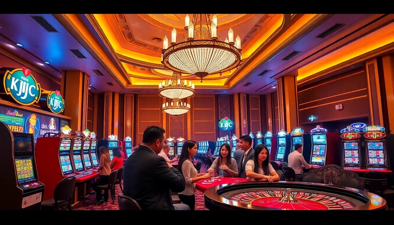 Engage in high-stakes gaming at the KJC casino, featuring vibrant tables and luxury decor.