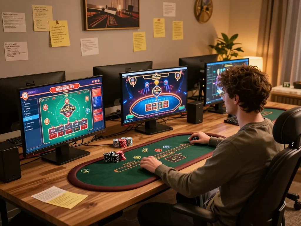 Engaging in online casino games at home with okking, showcasing dynamic gameplay and strategy.