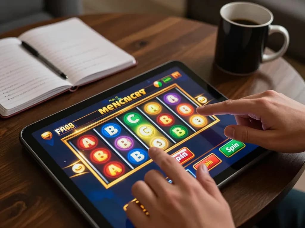 Player spins the reels on 888top's slot game, showcasing an engaging home gaming environment.