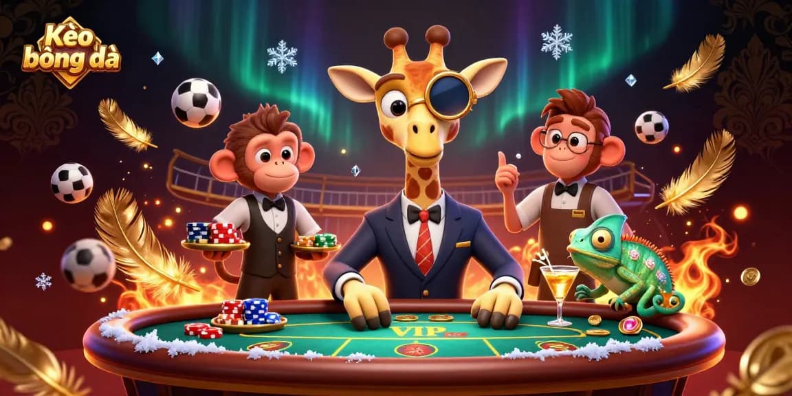 Experience exciting Kèo bóng đá action with a high-roller giraffe, monkey valet, and chameleon bartender.