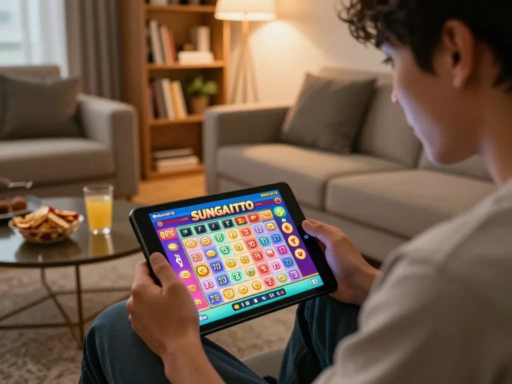 Player enjoying an engaging game on link sungaitoto in a cozy home setting.