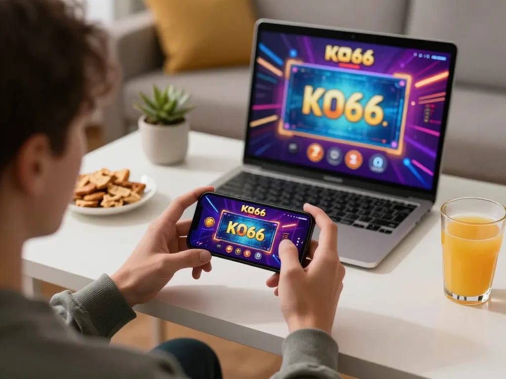 Tham gia ứng dụng casino KO66 trên điện thoại thông minh trong phiên chơi game tại nhà đầy thú vị.