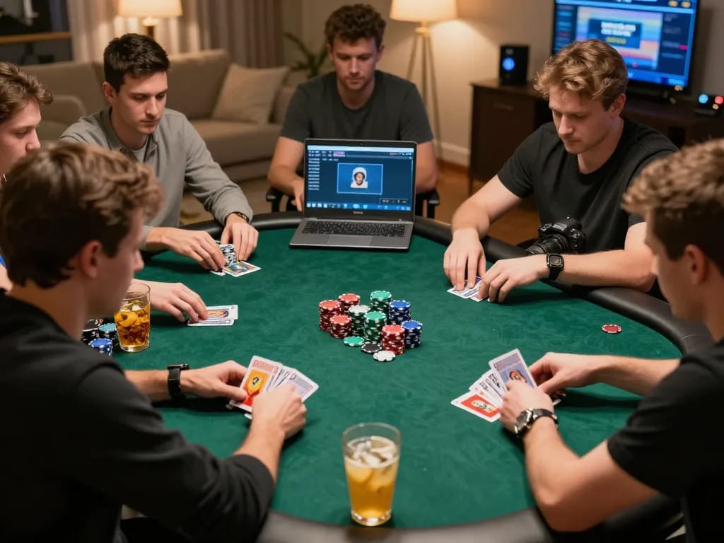 Players strategizing in an intense poker game on ALO8 PRO's online platform.