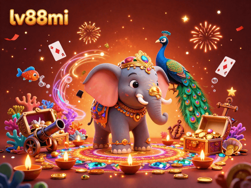 Engage with the colorful visual of lv88mi showcasing Diwali-themed casino elements, enhancing the festive gaming atmosphere.
