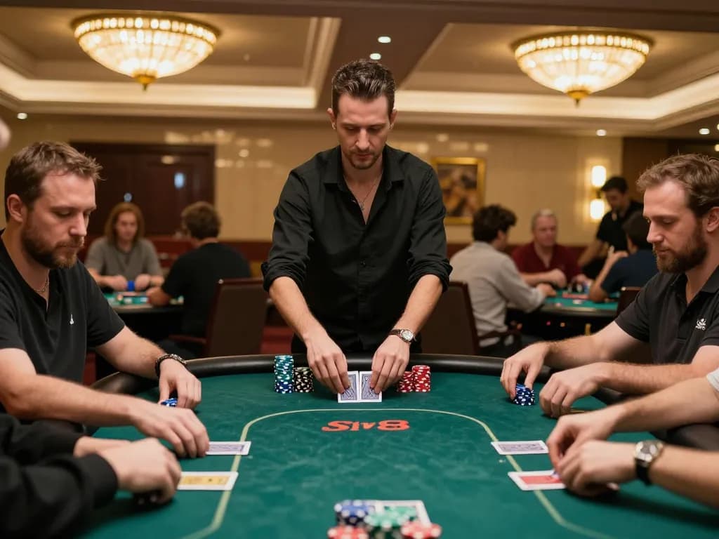 Engaging poker gameplay scene at vivu88 casino with players strategizing their bets.