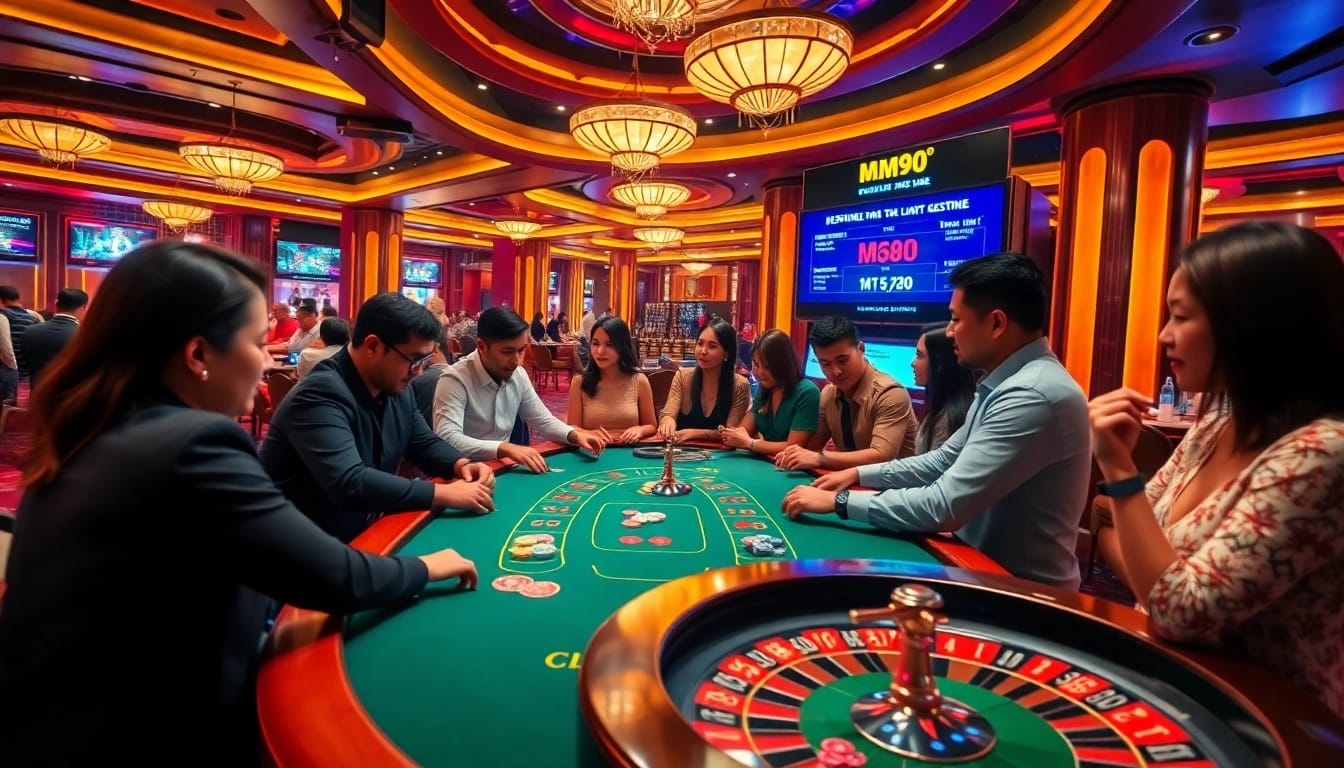 Engaging gaming moment at nhà cái MM90, showcasing a vibrant poker table with players enjoying the thrill.
