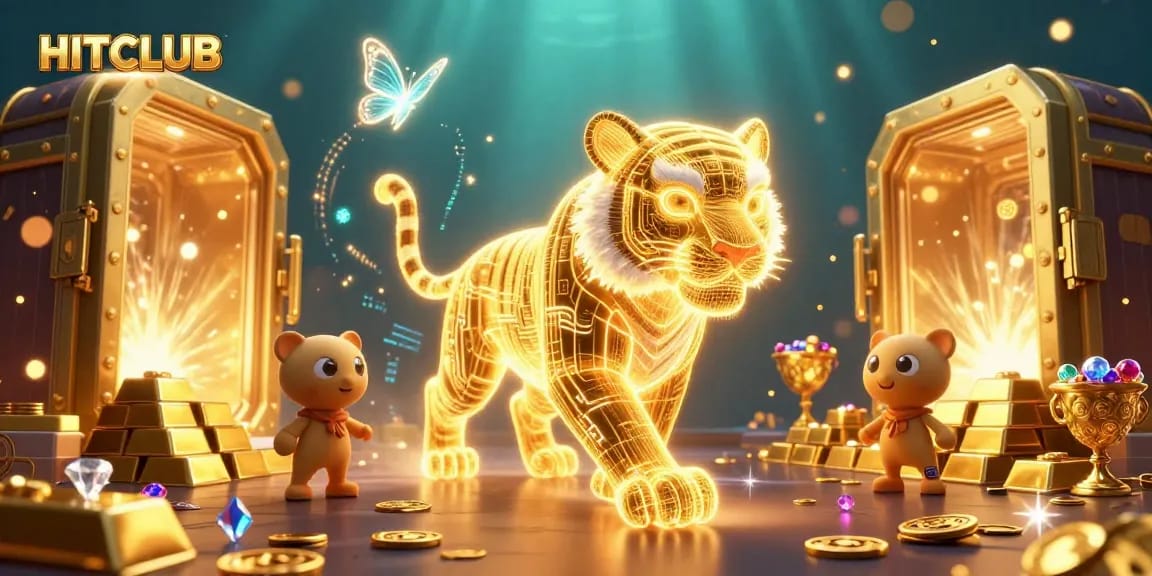 Experience HITCLUB's vibrant casino adventure featuring glowing treasures and mesmerizing characters.