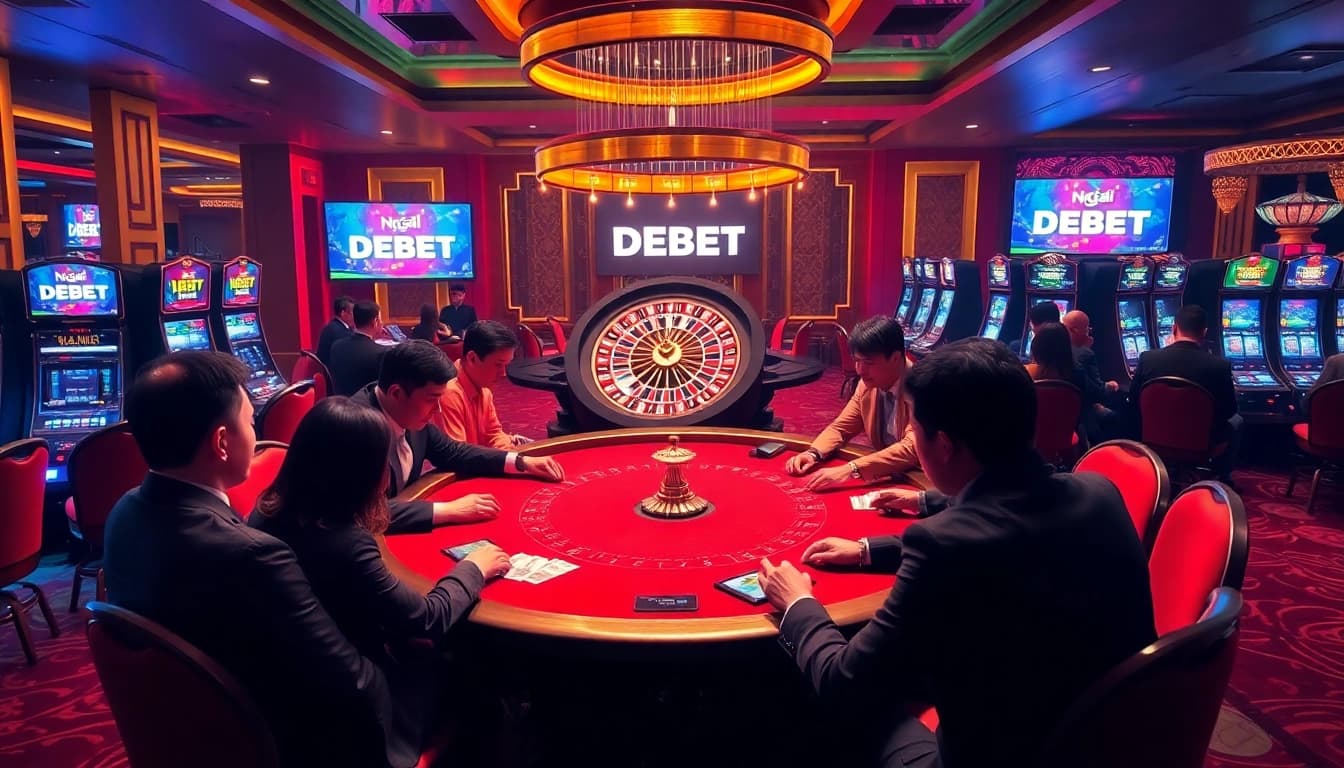 Players engaging in thrilling poker games at Nhà Cái DEBET, showcasing excitement and strategy.