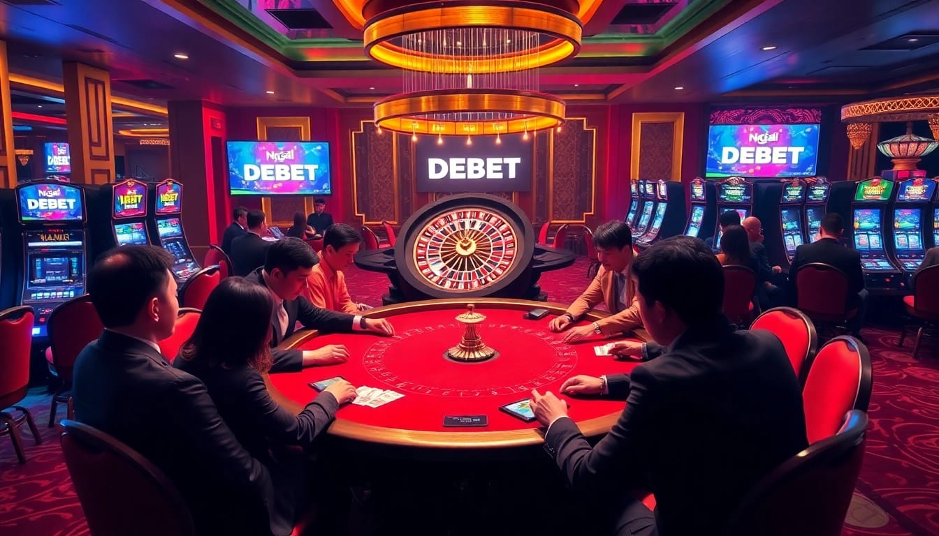 Players engaging in thrilling poker games at Nhà Cái DEBET, showcasing excitement and strategy.