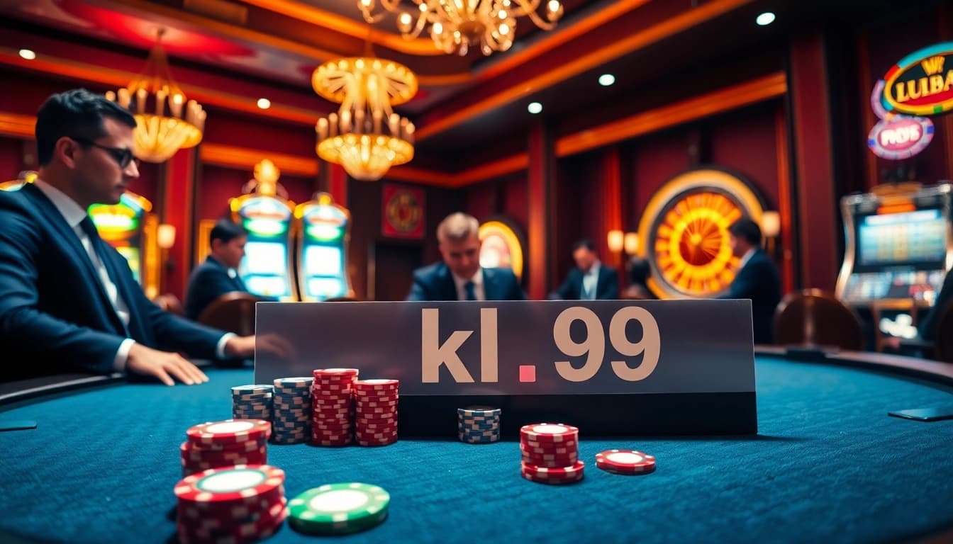 Engage with kl99 strategies at a luxurious casino poker table with vibrant chips.