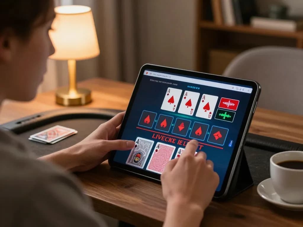 Engaging gaming experience with JUN88 on a tablet showing live dealer blackjack.
