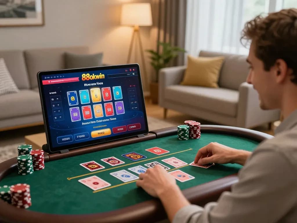 Player enjoying a live dealer game on 88okwin platform, capturing thrilling online gambling moments