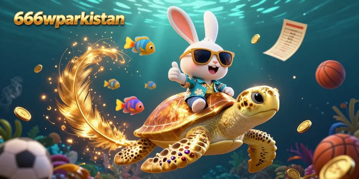 Score big wins at 666wparkistan with a lively 3D casino scene featuring a lucky rabbit and golden turtle.