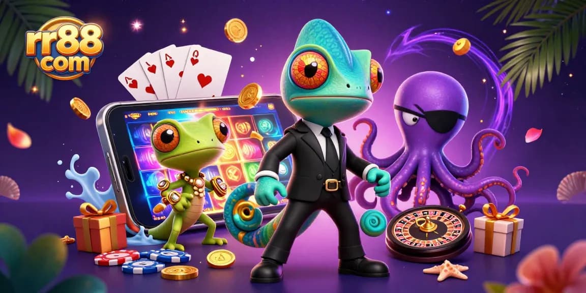 Engage with exciting slots at rr88 com featuring vibrant gaming elements and cartoon characters.