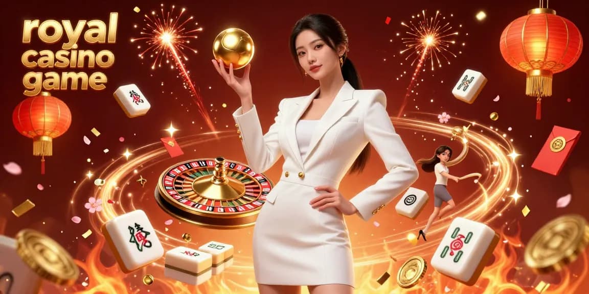 Experience the excitement of the royal casino game with a stunning illustrated scene featuring luxury casino elements.