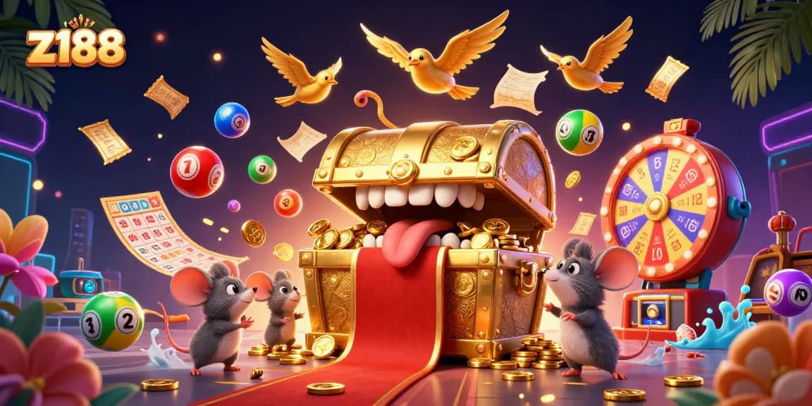 Experience winning thrills at z188 with vibrant lottery elements and enchanting characters.