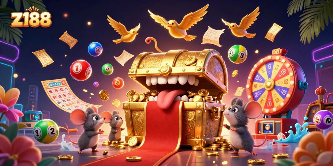 Experience winning thrills at z188 with vibrant lottery elements and enchanting characters.