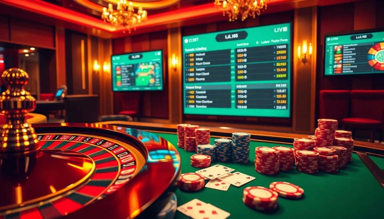 Exciting Trực tiếp thể thao online betting experience in a luxurious casino atmosphere.