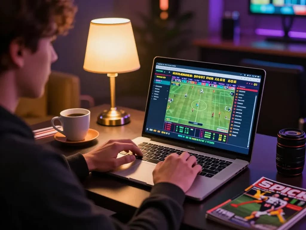 Betting on sports at home with VA88 on laptop highlights responsible gaming practices