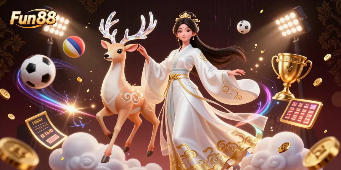 Engage in thrilling sports betting at Fun 88 with energetic digital illustration of casino action.